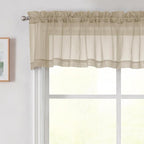 Taupe Valances for Windows, Taupe Sheer Curtains 14 Inch Length 2 Pack Kitchen by WelvetBLK