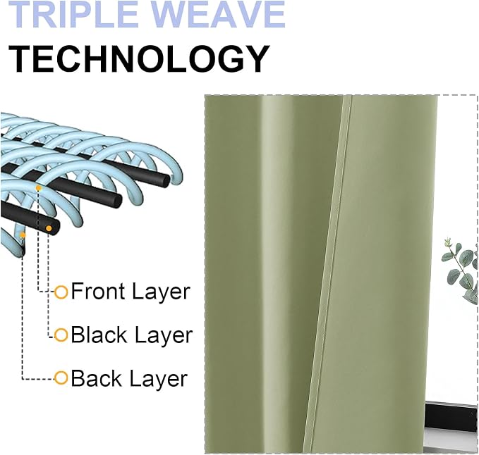 Simplebrand Ava Sage Green Extra Long 10ft Room Daekening Curtains - Image 5