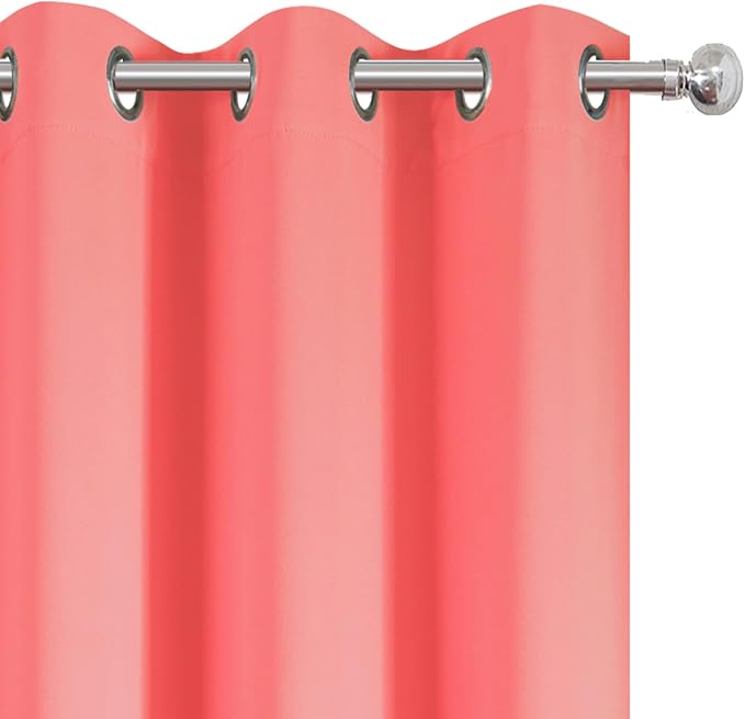 LEMOMO Coral Blackout Curtains 42 x 54 Inch Length Set of 2 Panels Grommet - Image 7