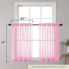 Cafe Curtains 36 Inch Length Tier 2 Pieces, Modern Soft Airy Sheer Kitchen - Image 2