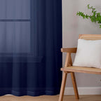 Sheer Navy Blue Curtains for Bedroom Living Room 63 Inch Length 2 Panels - Image 9