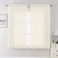 Lecloud Cream Sheer Curtains 63 Inch Length 2 Panels, Rod Pocket Light by Lecloud