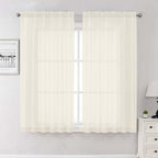 Lecloud Cream Sheer Curtains 63 Inch Length 2 Panels, Rod Pocket Light by Lecloud