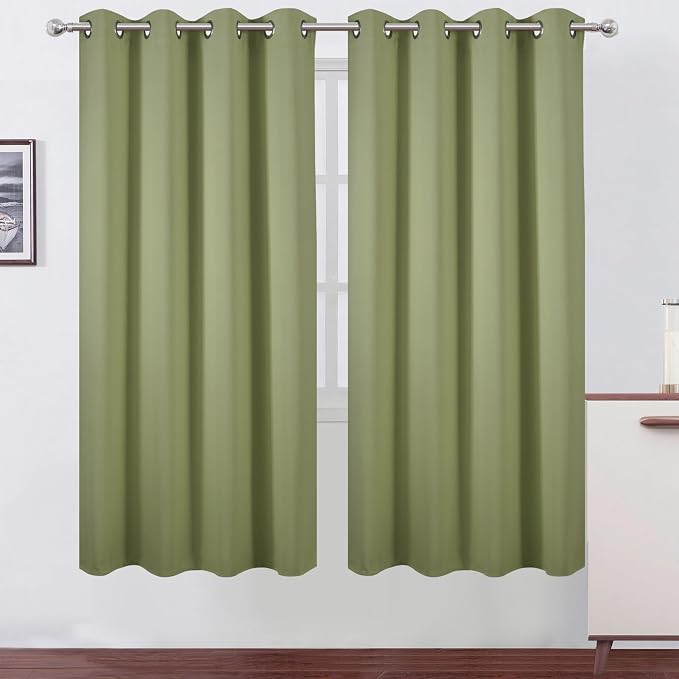 LEMOMO Sage Green Thermal Blackout Curtains/52 x 72 Inch/Set of 2 Panels Room by Lemomo