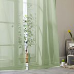 Extra Long Sheer Light Green Curtains - Image 7