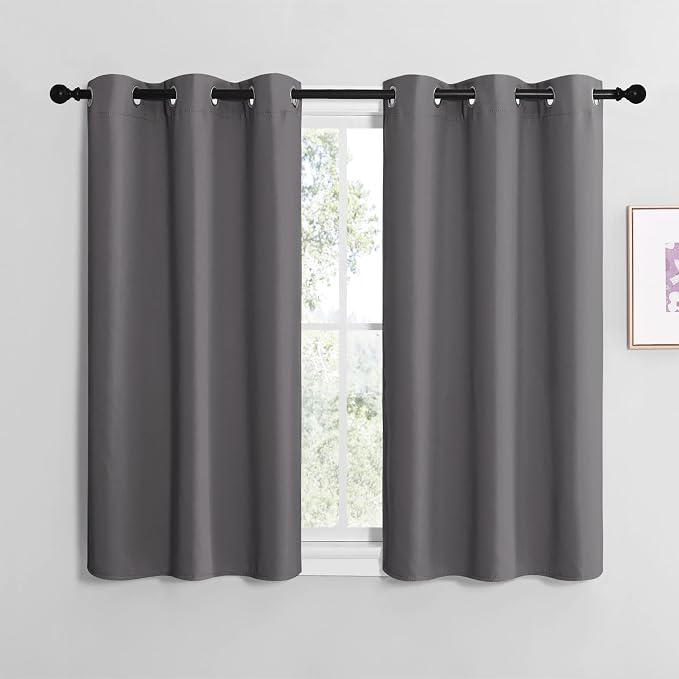 NICETOWN Grey Blackout Cafe Curtain Panels by NICETOWN