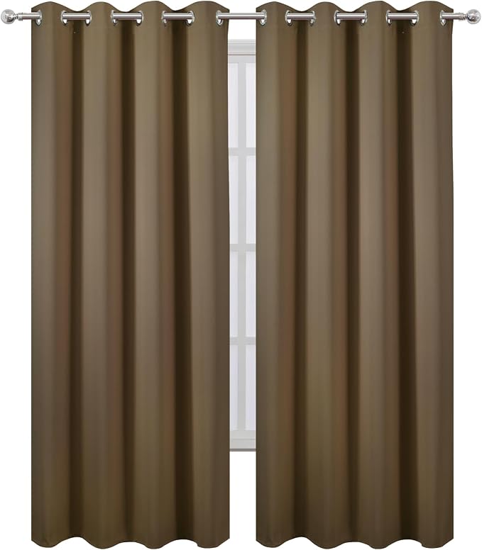 LEMOMO Blackout Curtains 52 x 108 inch/Brown Curtains Set of 2 Panels/Thermal - Image 2