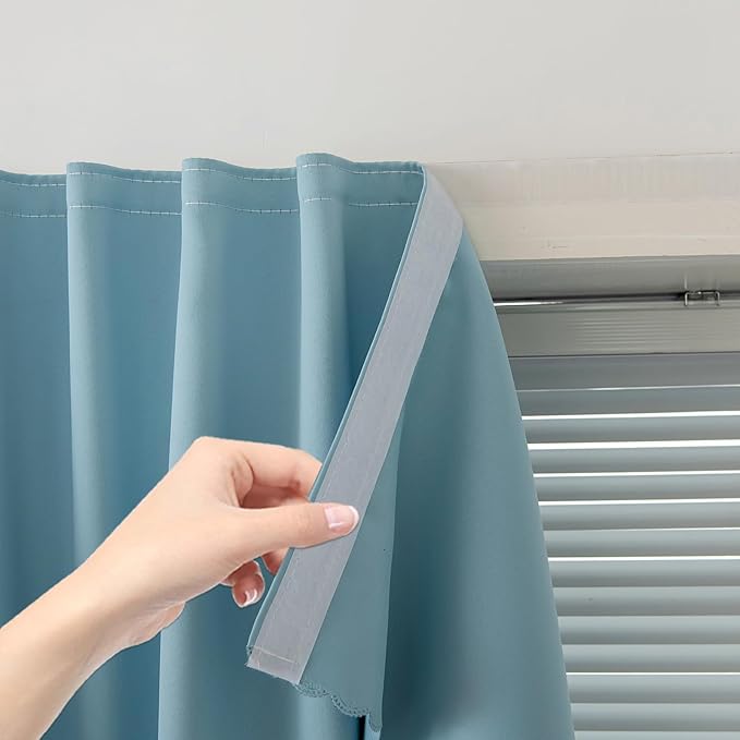 Self Adhesive Curtains, Portable Blackout Curtains Fabric Curtains by Sovtfides