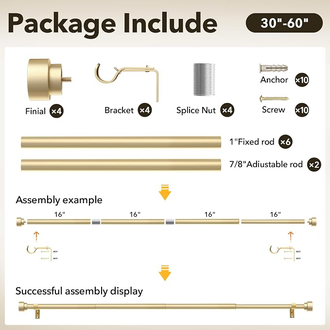 IFELS 2 Pack Heavy Duty Curtain Rods - Image 6
