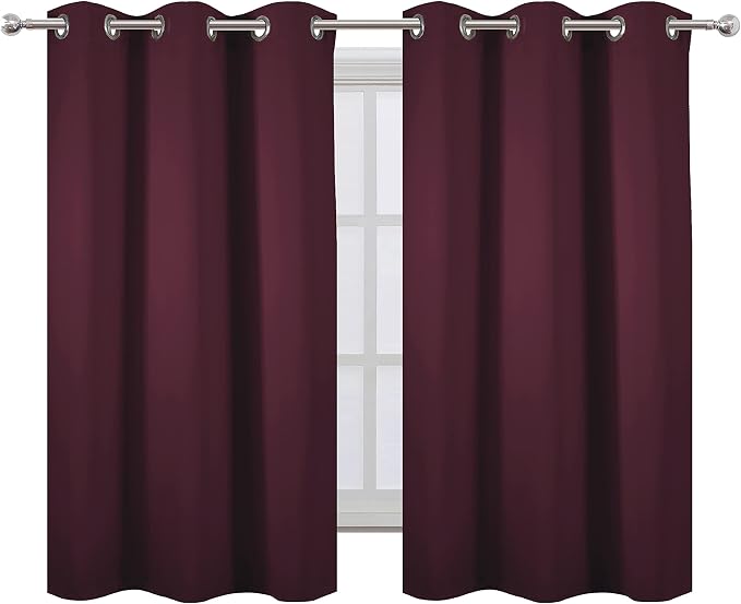 LEMOMO Burgundy Blackout Curtains 38 x 54 Inch Length/Set of 2 Curtain - Image 2
