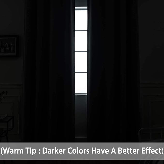 Yakamok 63 Inch Long Dark Green Blackout Curtains Room Darkening Thermal - Image 3