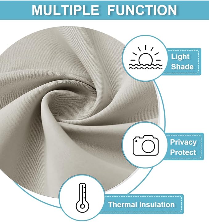RYB HOME 54 inch Curtains for Living Room, Rod Pocket Thermal Insulated Small - Image 6