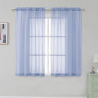 Simplebrand Denim Short Sheer Curtains 45 Inch Length by Simplebrand