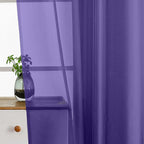 Purple Valances for Windows 14 inch Length 2 Panels Set, Small Voile Sheer - Image 4
