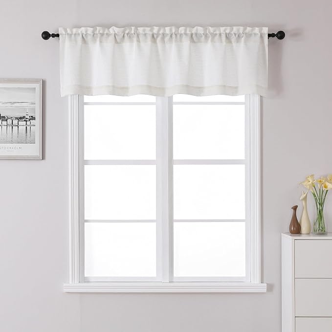 Chyhomenyc Blend Linen Valance for Windows, Light Filtering Blend Linen Solid by Chyhomenyc