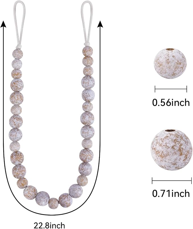 Wood Bead Curtain Tiebacks, KLOGTSIND Set of 4 Curtain Holdbacks - Image 4