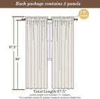 Chyhomenyc White Sheer Curtains 96 Inch Length 2 Panels Set, Light Filtering - Image 4
