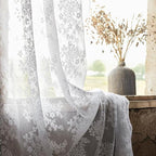 YJ YANJUN Vintage Lace Curtains 54 Inches Length- Victorian Floral Pattern - Image 2