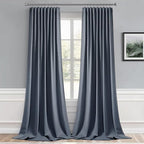MIULEE Stone Blue Back Tab Blackout Curtains 120 Inch Long 2 Panels Set - Image 9