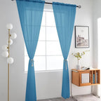 SpaceDresser Basic Rod Pocket Sheer Voile Window Curtain Panels Blue 1 Pair 2 - Image 2