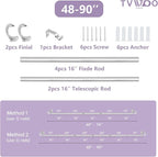 TVWOO Silver Wrap Around Curtain Rods:5/8 In Blackout Adjustable Window Curtain - Image 8