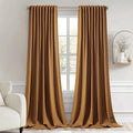 MIULEE Golden Brown Back Tab Blackout Curtain 96 Inch Long 2 Panels Set by MIULEE