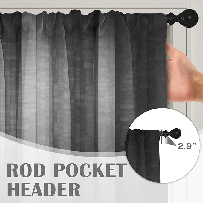Emvency 2 Pack Dark Grey Valances Window Treatments, 52x18 Inch Rod Pocket - Image 5