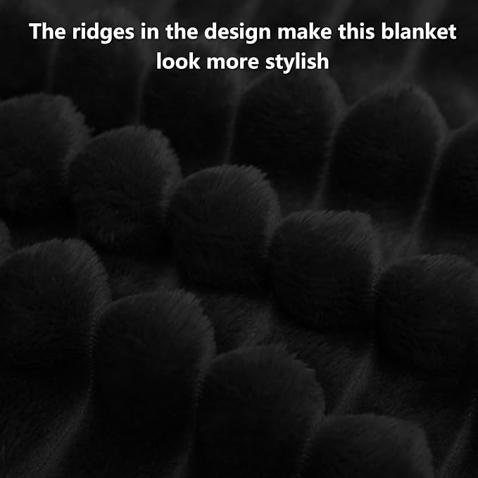 HIMEET Black Ribbed Throw Blanket - Image 9