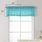 Turquoise Valances for Windows, Turquoise Sheer Curtains 14 Inch Length 2 Pack - Image 2