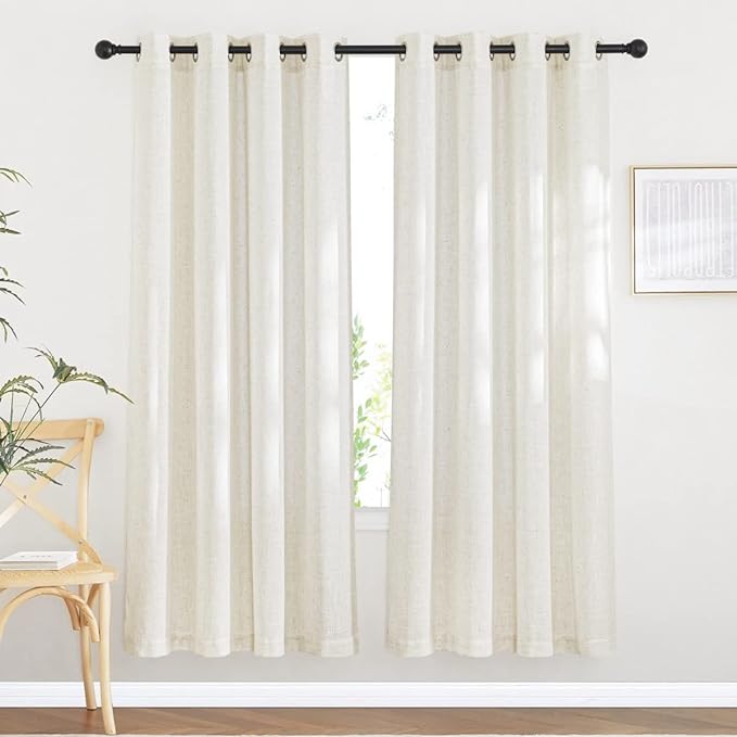 NICETOWN Semi Sheer Curtains 72 inches Long Linen Blend, Grommet Window by NICETOWN