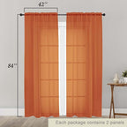 Orange Sheer Curtains 84 Inches Long 2 Panels, Soft Airy Light Filtering - Image 2