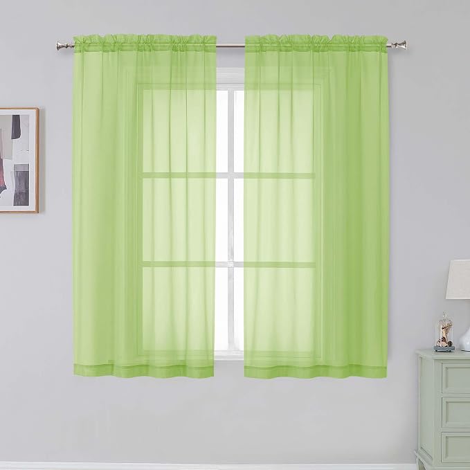 Simplebrand Lime Sheer Curtains 72 Inches Long 2 Panels by Simplebrand