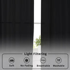 Aiyufeng Black Curtains 36 inches Long 2 Panels, Short Cafe Sheer Tiers - Image 8