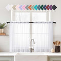 White Small Sheer Curtains Tier 30 Inches Length 2 Pieces, Light Filtering Cafe by Home