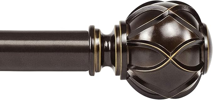 KAMANINA 1 Inch Extra Long Curtain Rod 140 to 195 Inches Bronze Heavy Duty by KAMANINA