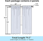 Simplebrand Semi Sheer Black Curtains 78 Inch Length 2 Panels, Geometric - Image 2