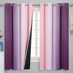 Pink and Purple Curtains 63 Inch Length 2 panels, Full Light Blocking Ombre by ESTELARTEXTILER