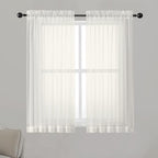 Chyhomenyc Ivory Sheer Curtains 54 Inch Length 2 Panels by Chyhomenyc