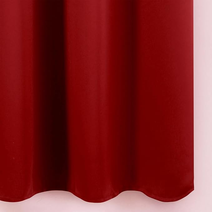 LEMOMO Blackout Curtains 66 x 54 Inch Long Red Curtains Set of 2 Panels Room - Image 8