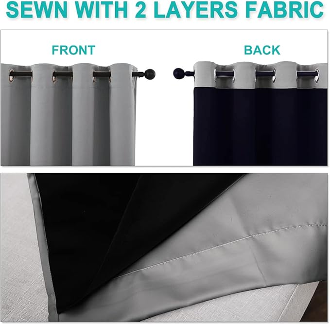 NICETOWN Blackout Curtains 80 inches Long, Full Light Blocking Drapes - Image 5