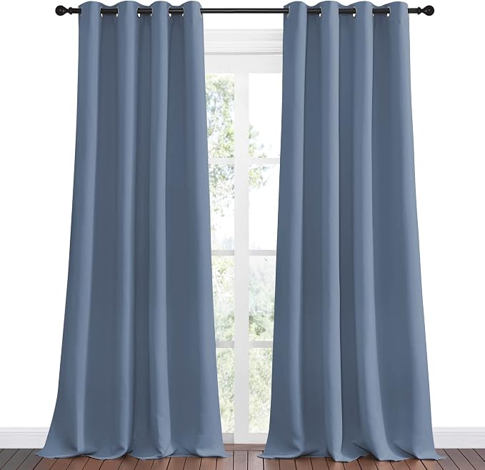 NICETOWN Stone Blue Room Darkening Curtain Panels 120" Length - Image 2