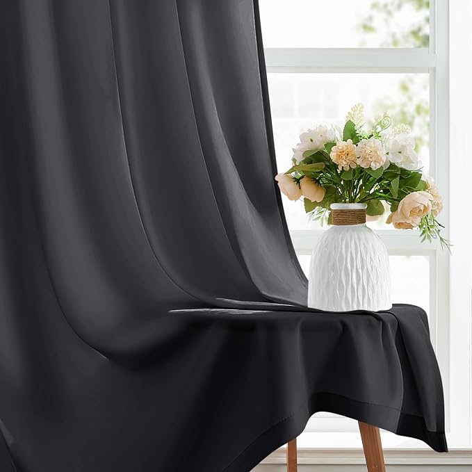 HOMEIDEAS Halloween Non-See-Through Black Privacy Sheer Curtains, 52 X 84 - Image 5