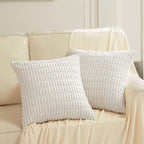 Fancy Homi 4 Packs Pure White Decorative Throw Pillow Covers 16x16 Inch - Image 6