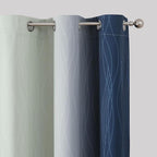 Estelar Textiler Navy Blue and Sage Green Ombre Blackout Curtains - Image 4