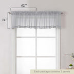Light Grey Valances for Windows, Light Grey Sheer Curtains 14 Inch Length 2 - Image 2