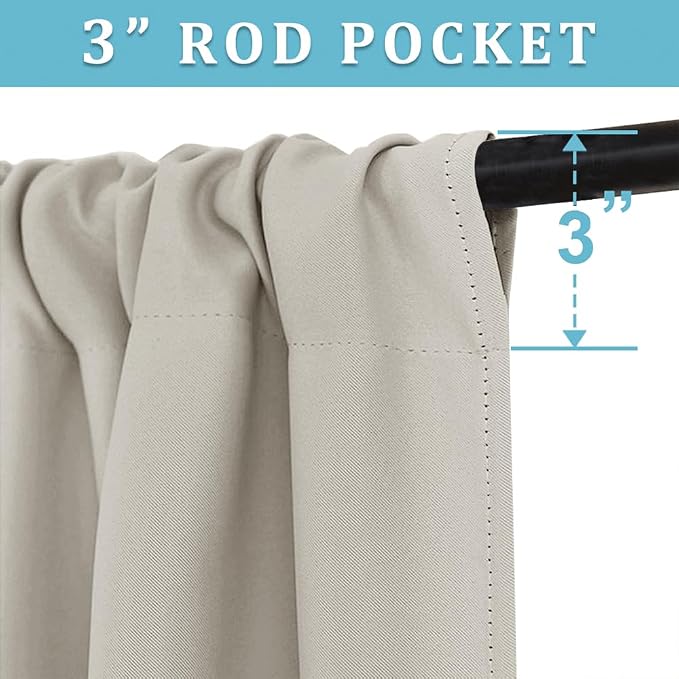 RYB HOME Curtains for Bedroom Living Room 63 inches Long, Thermal Insulated - Image 2