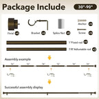 IFELS Heavy Duty Curtain Rods for Windows 48 to 84 Inch, 1 Inch Bronze Curtain - Image 7
