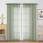 Sage Green Sheer Curtains for Window 72 inches Long 2 Panels Set, Soft Airy by Home