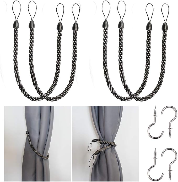 BEL AVENIR Curtain Rope Tiebacks, Drapery Rope Holdbacks by BELAVENIR