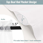 Extra Wide Sheer White Curtains 144 Inches Long 2 Panels, Extra Long Light - Image 3